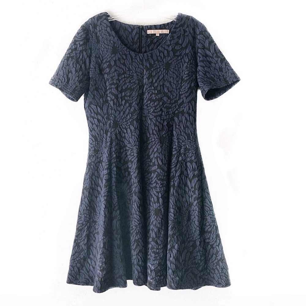 Hutch Blue Textured Fit and Flare Dress Medium
